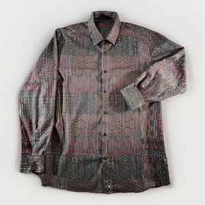 Visconti Black Mens Size XXL Shirt Button Front Flip Cuff‎ Hidden BD Collar